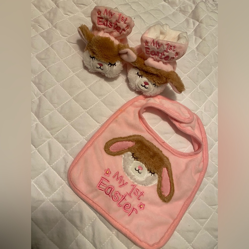 Happy Go Fluffy My First Easter Bunny Bib and Slippers